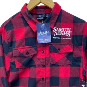 Burnside Samuel Adams Boston Taproom Flannel Shirt Womens Medium Buffalo Plaid